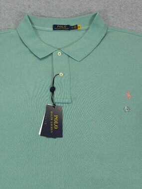 Polo Ralph Lauren Mens 6XB Mint Green Short Sleeve Mesh Polo Shirt Pink Pony NWT
